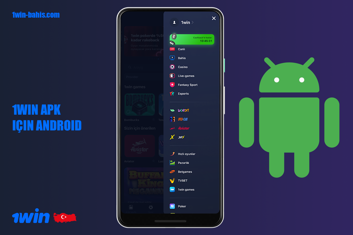 Android ve iOS için 1win mobil uygulaması, Türkiye'deki kullanıcıların bahis oynamasına ve casino oyunları oynamasına olanak tanıyor