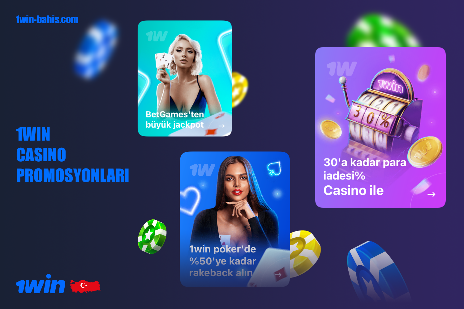 1win'de, online casinoda oynayacak kullanıcılar için özel promosyonlar vardır