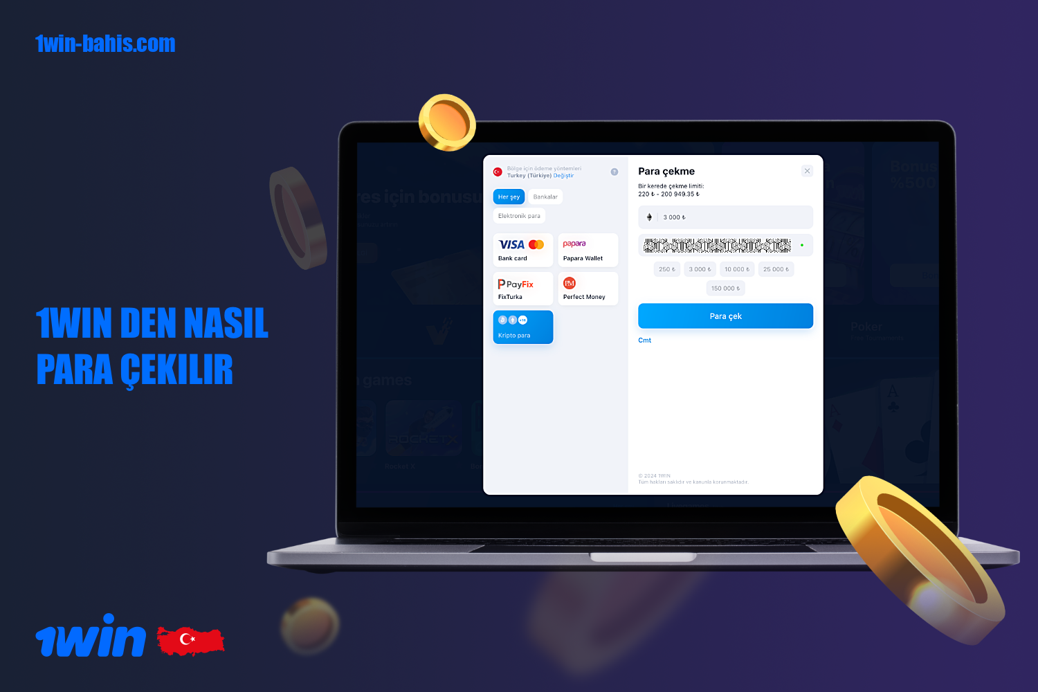 1win Türkiye'den para çekmek için - birkaç koşulu yerine getirmeniz gerekir