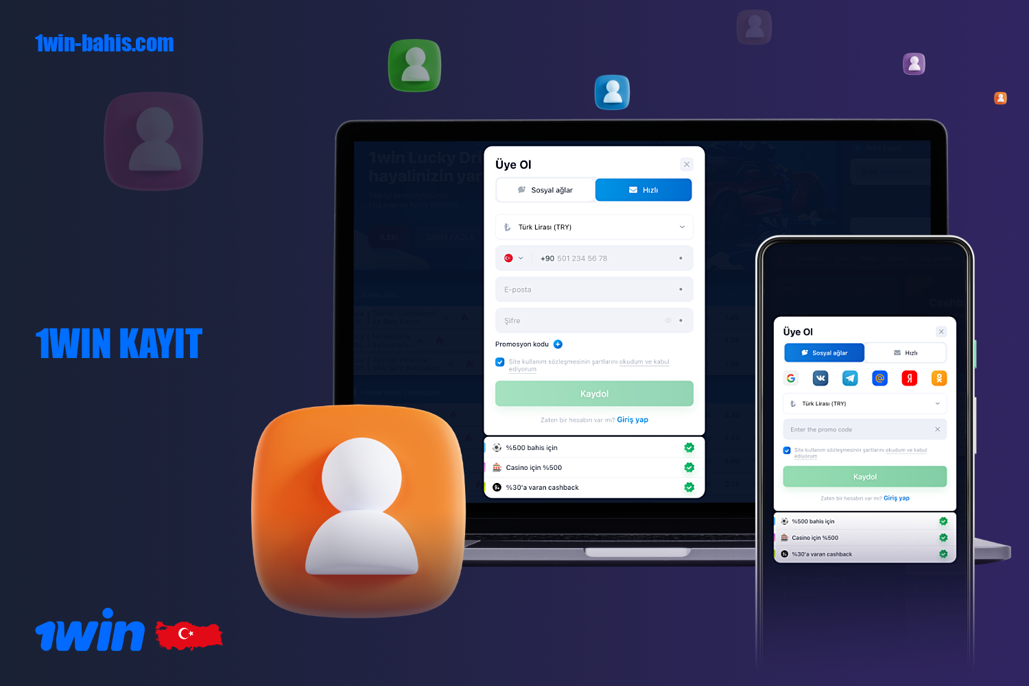 1win Türkiye'ye kaydolmak, platformun tüm özelliklerine ve işlevlerine erişmenizi sağlar