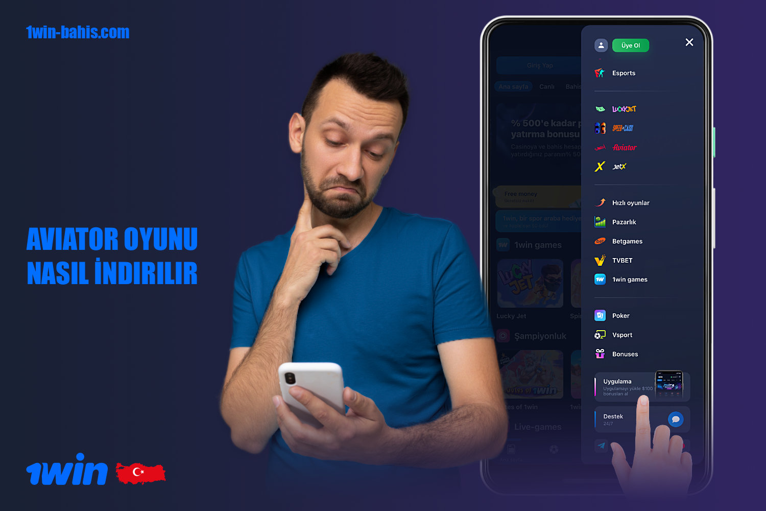Akıllı telefonunuzda Aviator oynamak için - sadece 1win markalı uygulamayı indirin