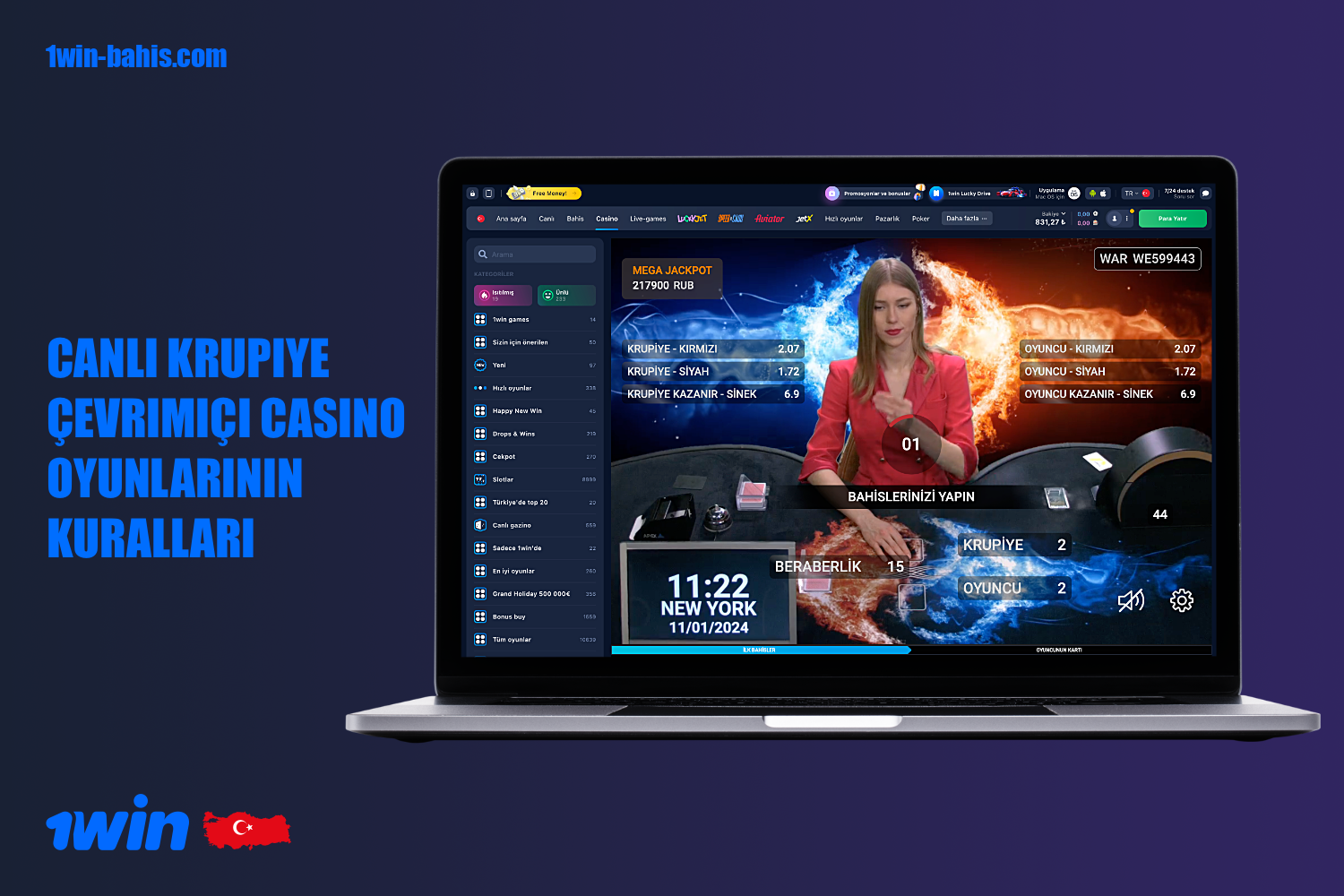 1win canlı casinoda oynamaya başlamak için Türkiye'den kullanıcıların birkaç basit koşulu yerine getirmesi gerekir