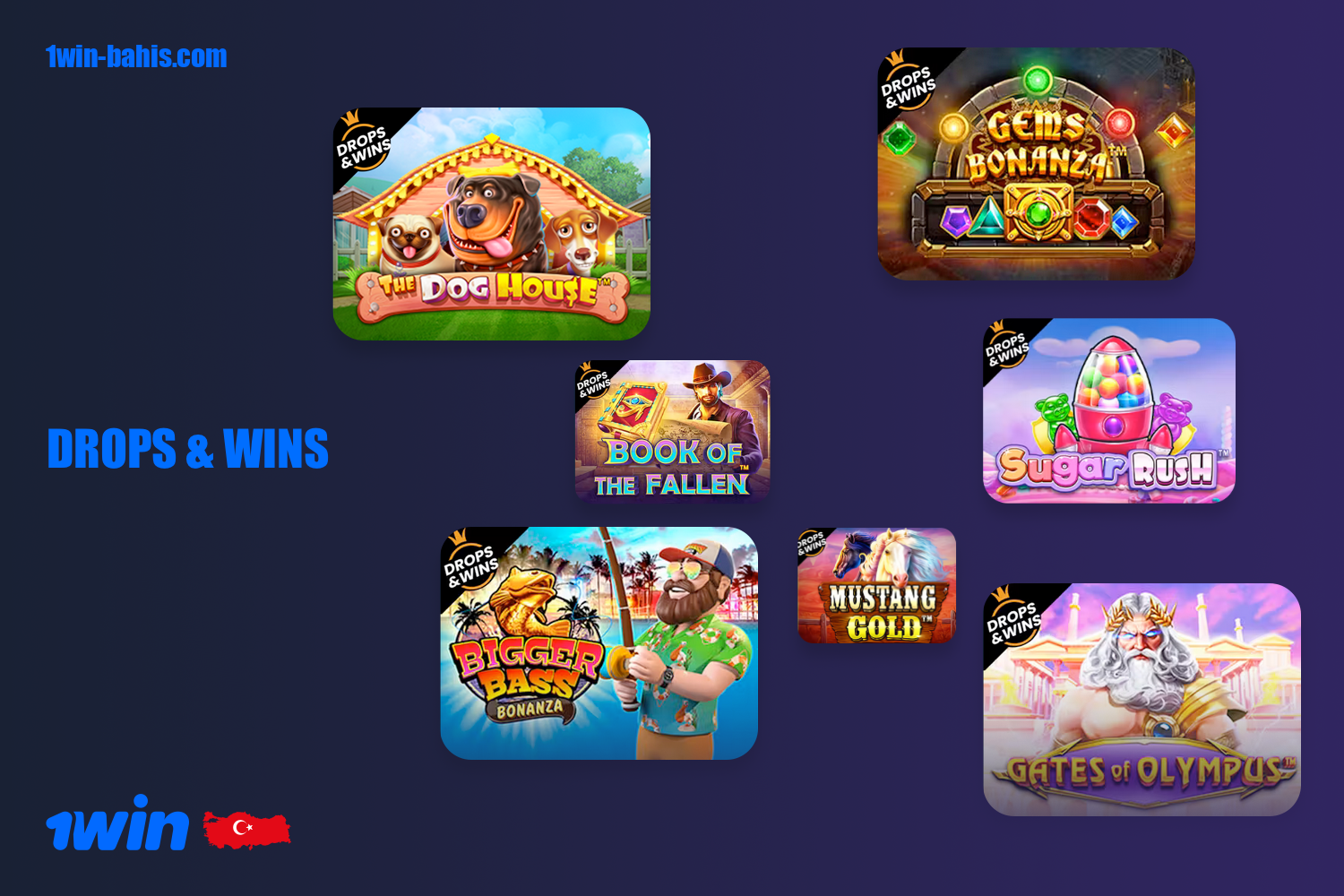 Drops & Wins oyunları 1win online casino'da Türkiye'den kullanıcılara sunulmaktadır